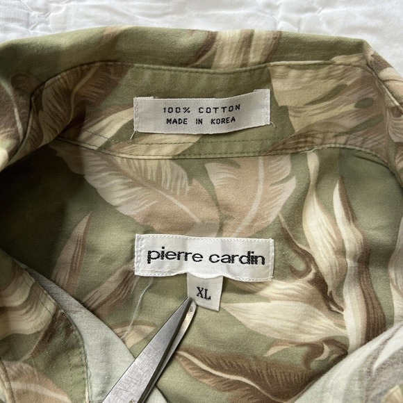 Vintage / Pierre Cardin / Hawaiian Shirt / Men XL / Palm Leaves Green / Cotton - Picture 2 of 3